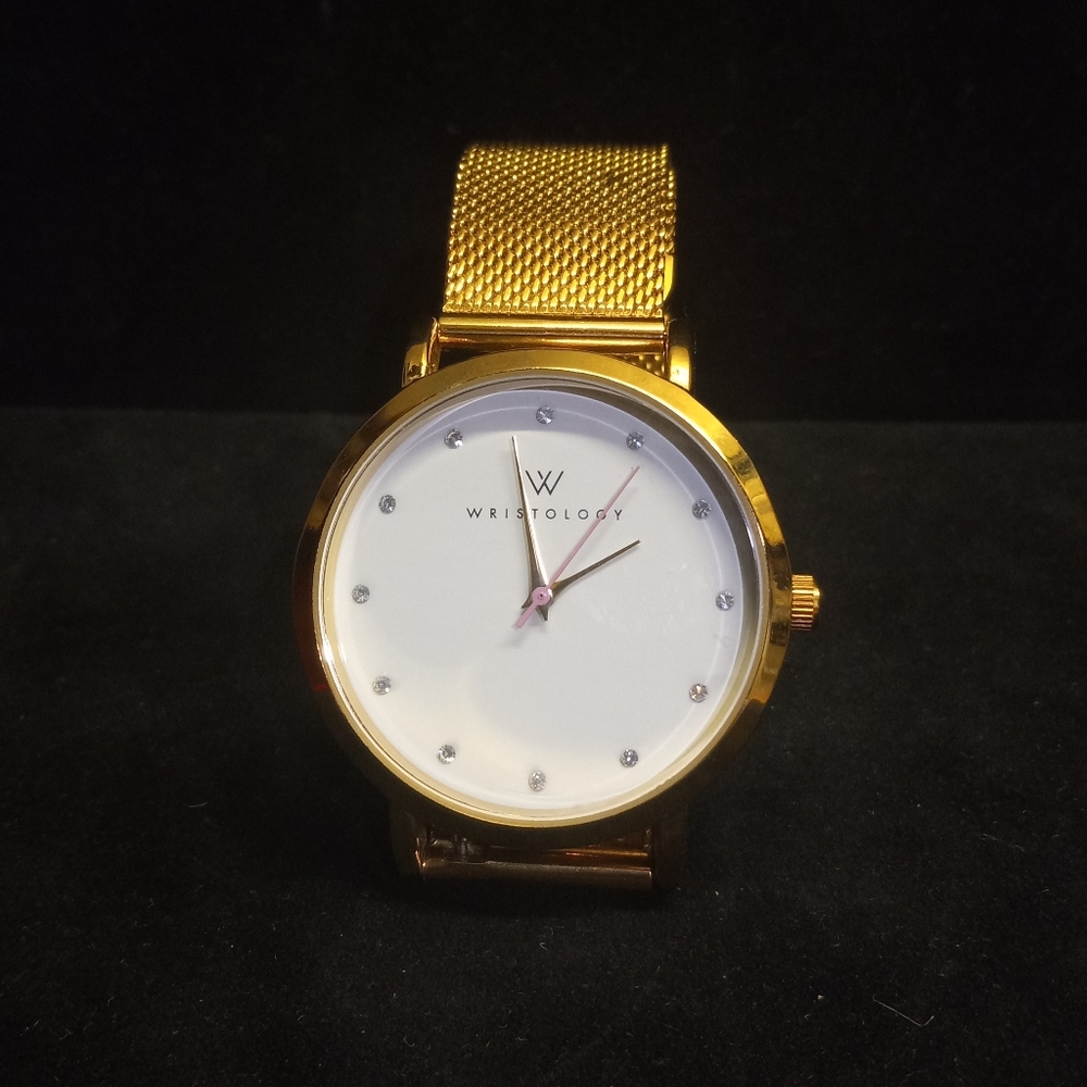WRISTOLOGY GOLD CRYSTAL MESH WATCH